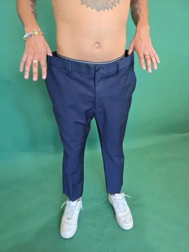 calça alfaiataria ricardo almeida azul marinho masculina