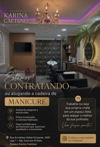 Aluguel de cadeira Manicure em São José dos Pinhais