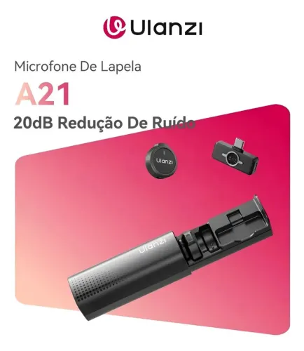 <br>Microfone Lapela Sem Fvio Ulanzi A21 Tipo C Captação 360 Graumicrofone