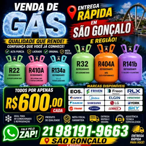 Gas refrigerante 410 - 22 - 134 - 141b e mais 