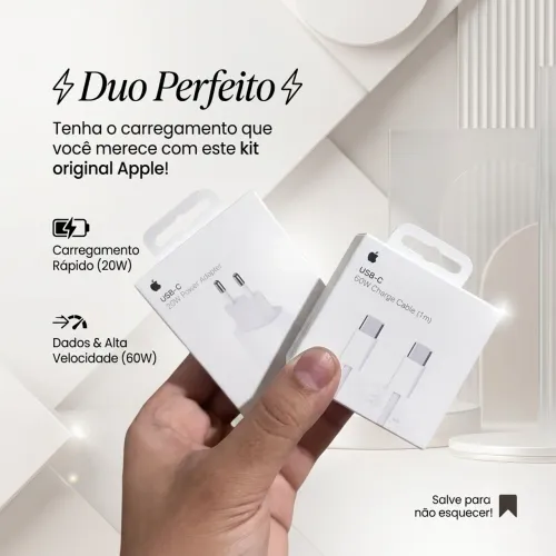 Carregador Apple Original 20W USB-C Fast Charge iPhone Lacrado