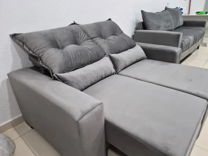 Sofá retrátil e reclinável promoção loja física entrega grátis