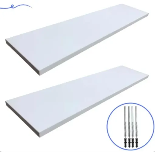 Kit 4 Prateleiras MDF Brancas 60x15 cm