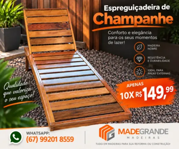 Espreguiçadeira em Madeira Maciça