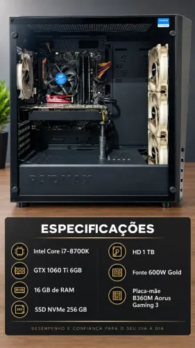 PC Gamer i7 8700K + GTX 1060 6GB + 16GB RAM + SSD NVMe