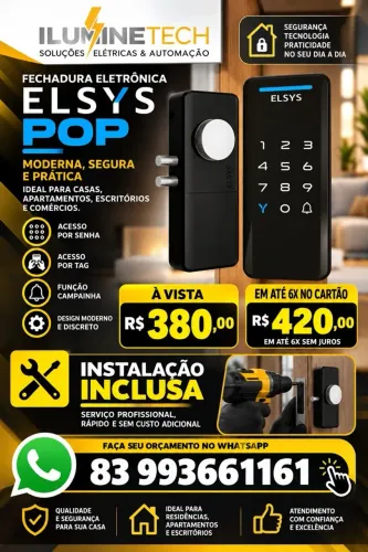 Fechadura Eletrónica Digital Elsys Pop + Instalação Grátis / Incluída