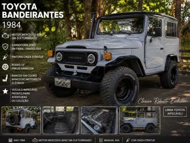 Toyota Band.Jipe Cap.de Aço Chas. Curto Diesel 1985
