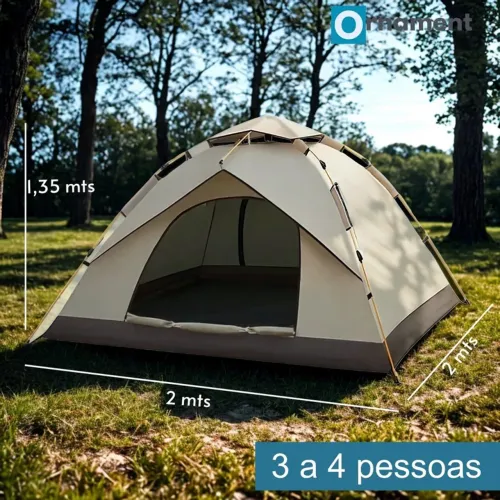 Barraca 4 Pessoas Automática Camping Festival Ornament O1009 Cor Marrom-claro