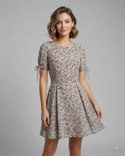 Vestido FARM Floral Curto Rodado Tamanho P
