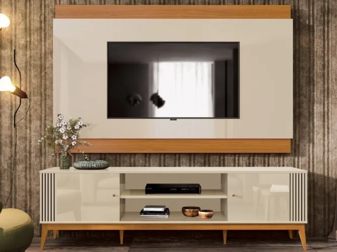 Rack c Painel Legacy 60? Off White/Cedro Até 12x - Frete Grátis