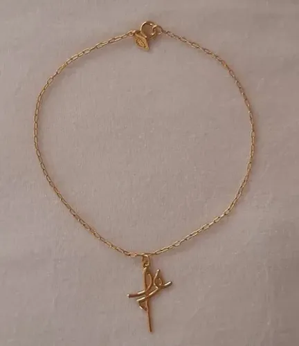 Tornozeleira Fé Banhada a Ouro 18k