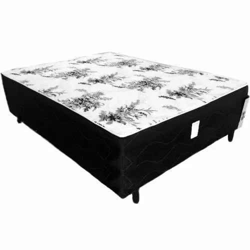 Cama box casal ortopédica floral preta - ENTREGA HOJE !!!