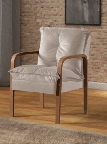 Poltrona Anne Veludo Inca Bege Frete Grátis - Até 12x S/ Juros