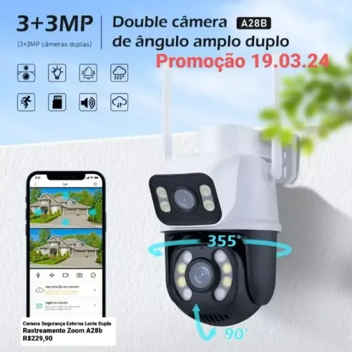 Câmera a Prova D'água 4mp wifi lente dupla Bivolt 110/220