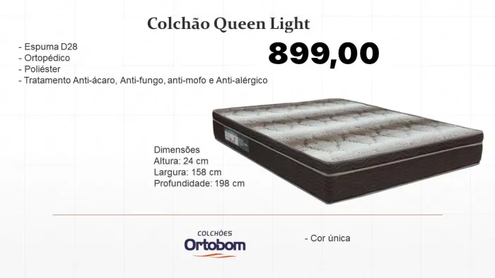 Colchão Queen ortopédico light Ortobom - ENTREGA HOJE MESMO - LIGUE AGORA 