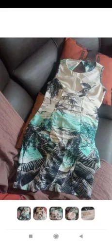 Vestido estampado coqueiros - Tamanho M