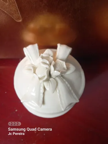 Vendo 2 Caixa de porcelana branca com laço e flores