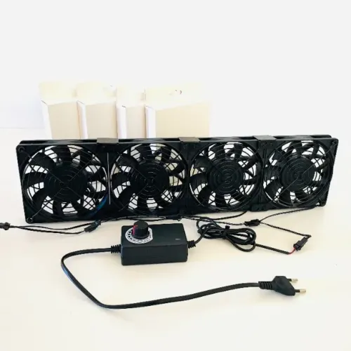 Kit com 4 ventoinhas de 12cm, alta velocidade e volume de ar, 100-240V, com controlador