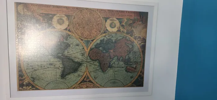 Quadro decorativo mapa mundial 118x90 em quebra-cabeça colaboradores e emoldurado