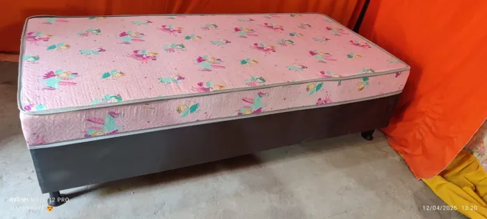 Cama Box Solteiro com Colchão Espuma