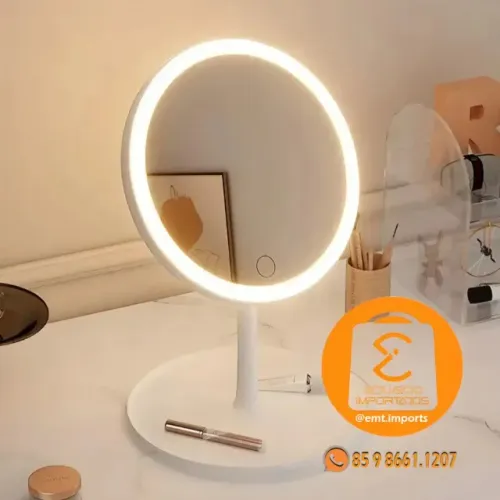Espelho Maquiagem de Mesa Redondo com Led ST-738
