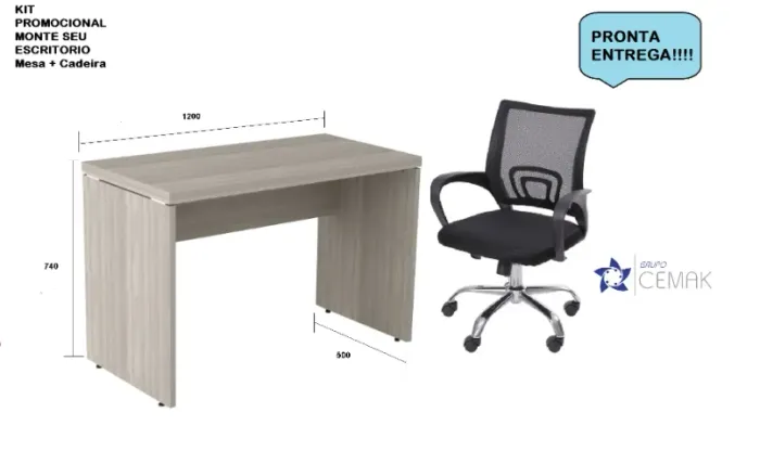 CADEIRA GIRATORIA + MESA RETA KIT COMPLETO PARA SEU ESCRITORIO PRONTA ENTREGA!!! 