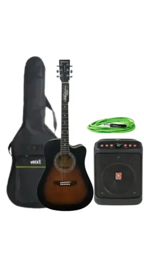 Kit Violao waldman aço eletrico dce 41 lsb - folk + Capa + Caixa + Cabo