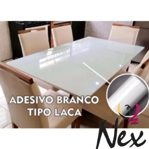 Adesivo de Mesa Porta de Vidro Branco Laca Profissional Decoração