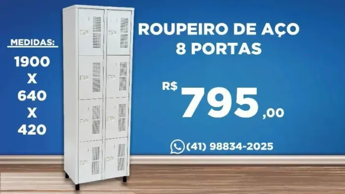 Armário de aço 8 portas em curitiba 