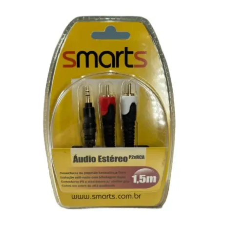Cabo de Áudio Estéreo P2 x 2 RCA Smarts - 1,5 metros