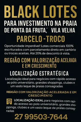2 lotes juntos, Balneário Ponta da fruta, LADO oposto praia baleia, Escriturados, parcel