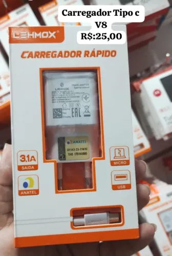 Carregador para tipo c,v8