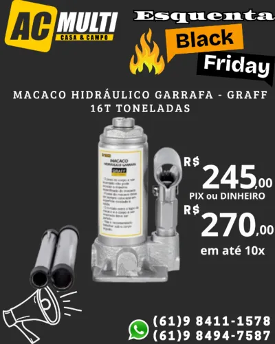 Macaco Hidráulico Garrafa - Graff 16t toneladas