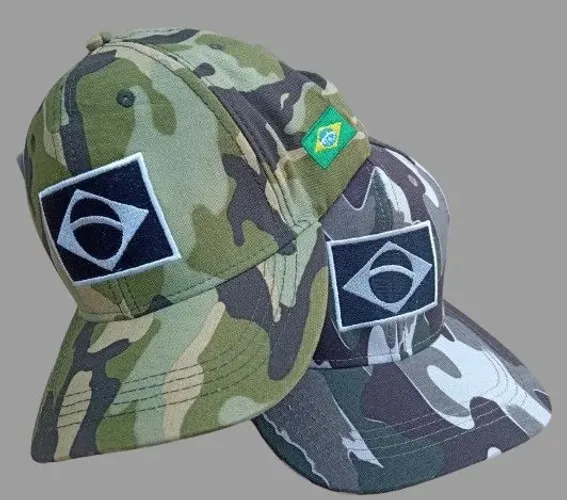 2 Bonés Camuflado Bandeira do Brasil