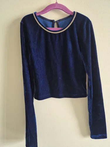 Cropped azul de veludo da Colcci infantil 6 anos