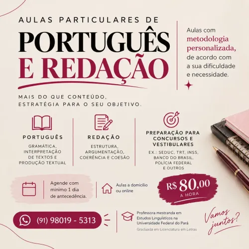 Aulas particulares de Português e Redação