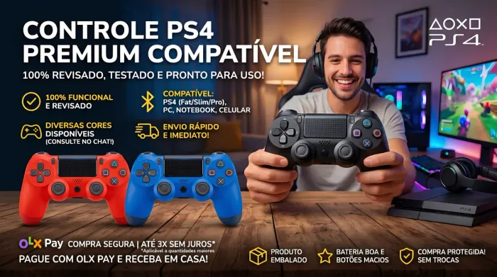 Controle PS4 Sem Fio (Paralelo - Diversas Cores)