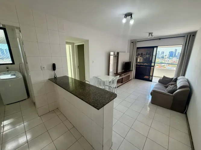 Apartamento Mobiliado 1/4 e Sala no Itaigara 60m² , Nascente, Varanda e Água/Gás Inclusos