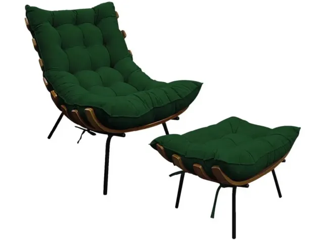 Cadeira costela verde suede