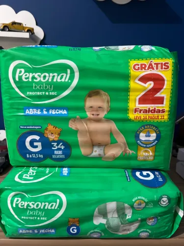 68 FRALDAS PERSONAL BABY POR $50,00 