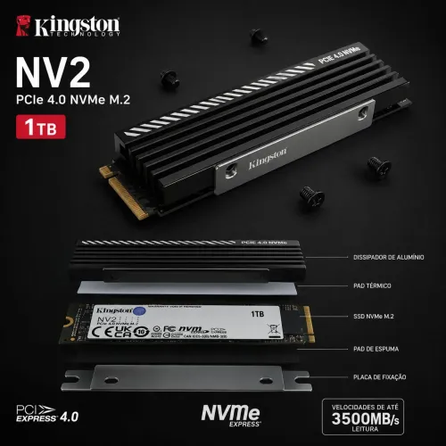 SSD Nvm2 Kingston 1tb com dissipador.