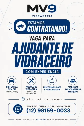Ajudante de Vidraceiro com CNH