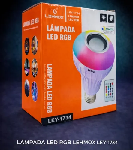 Lâmpada de Led RGB com Som Bluetooth.