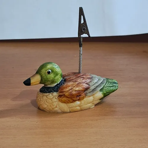 Bibelô de Pato Porta Recado em Resina