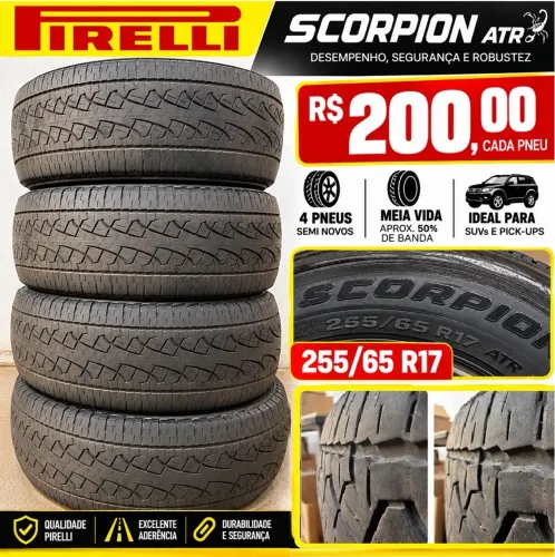 4 PNEUS PIRELLI SCORPION ATR 255/65 R17 - SEMI-NOVOS