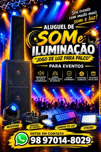 Aluguel de SOM e ILUMINAÇÃO  para seu evento