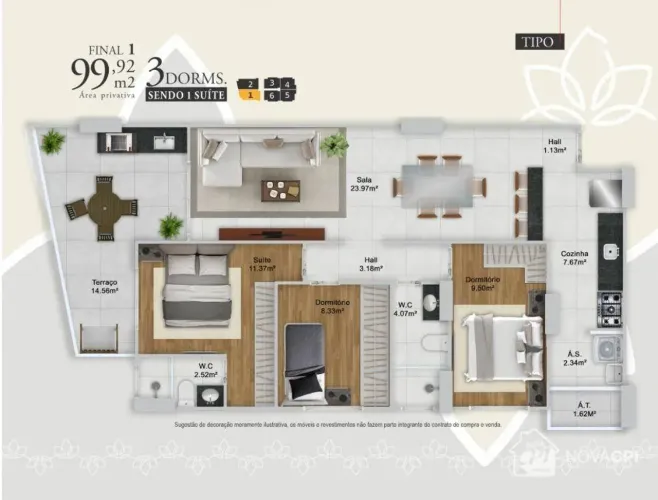 Apartamento com 3 quartos à venda na Vila Guilhermina Praia Grande/SP