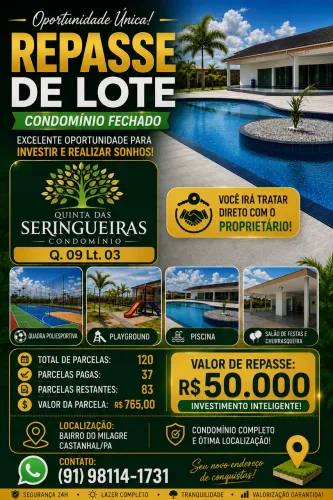 Vendo lote Condomínio Seringueira