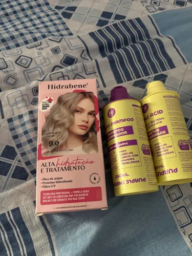 Kit Lola Purple Shampoo + Acid + Coloração Hidratbene 9.0