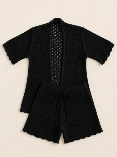 Conjunto de tricô Short+casaco